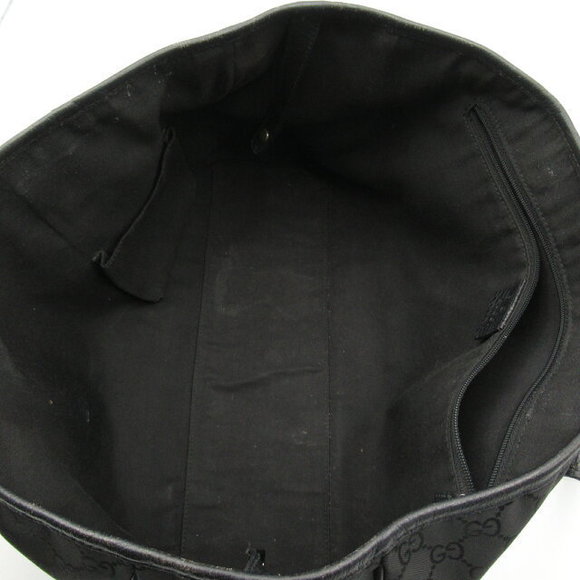 Gucci Tote Bag Canvas Leather Black - Picture 5 of 10